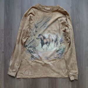 The Mountain Long Sleeve Shirt with Horse Print